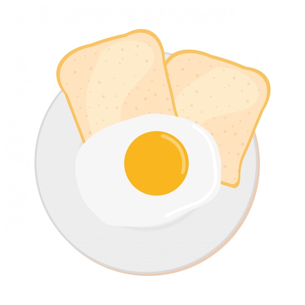 無料ベクター 卵とトースト、上面図と朝食用食品