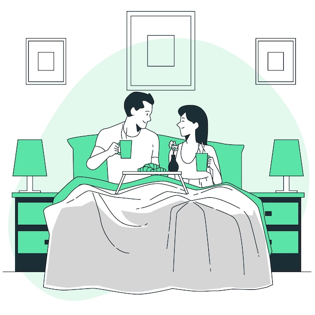 Vettore gratuito colazione dall'illustrazione del concetto di letto