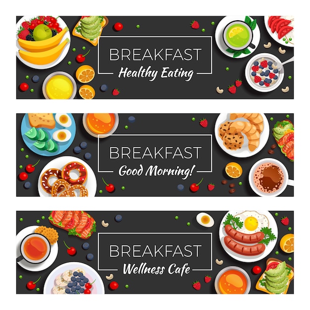 Free vector breakfast  horizontal banners