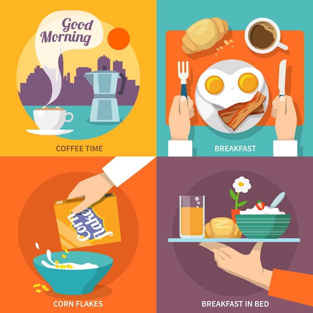 Breakfast icon flat – Free Vector Template Download