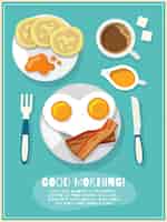 무료 벡터 아침 식사 아이콘 포스터