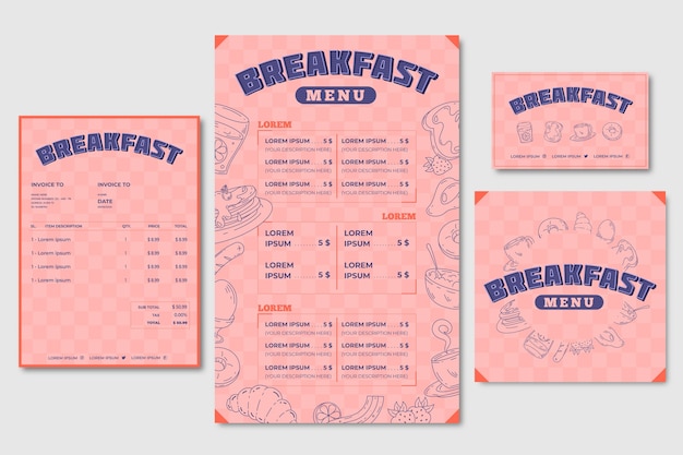 Breakfast menu template and business card