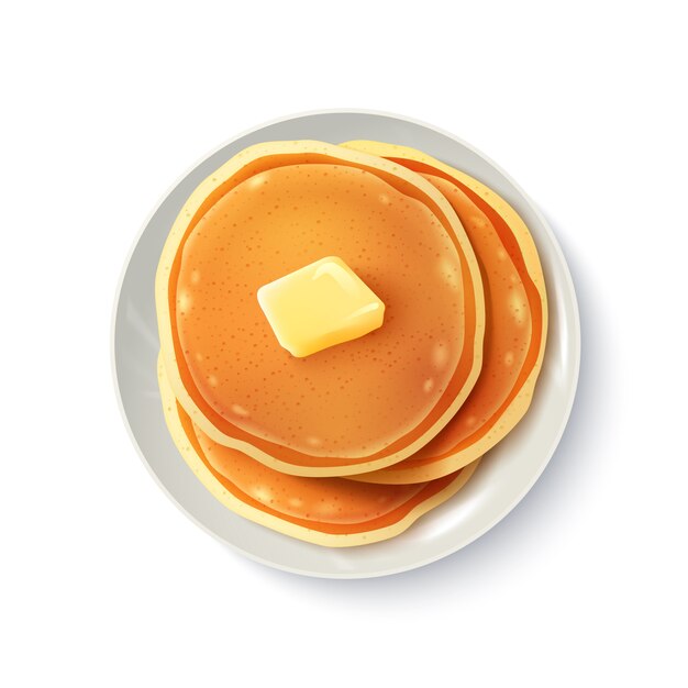 Breakfast Realistic Pancakes Top View Image 