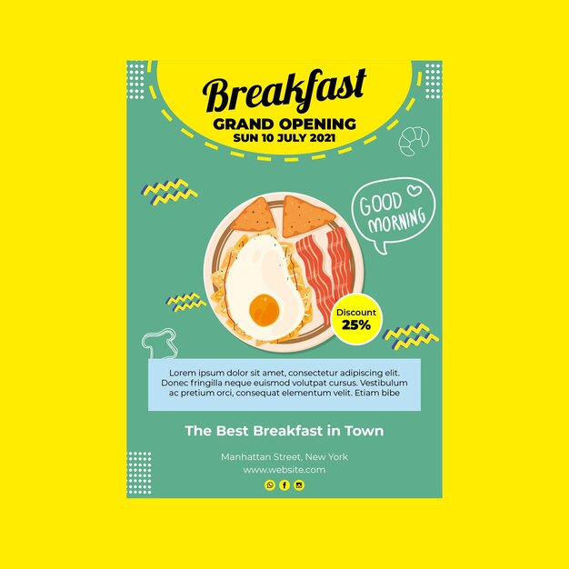 Free vector breakfast restaurant a5 flyer