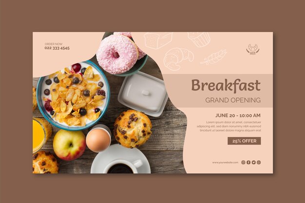 Free vector breakfast restaurant banner template