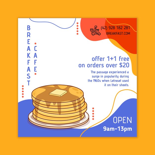 Free vector breakfast restaurant flyer template