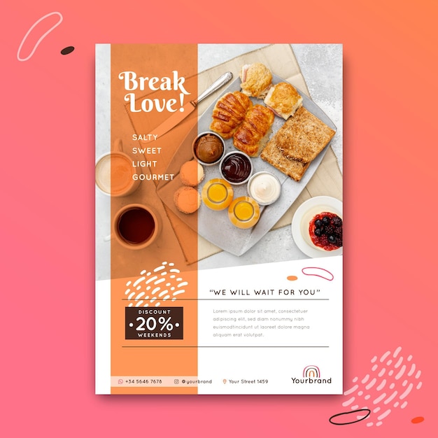 Free vector breakfast restaurant poster template