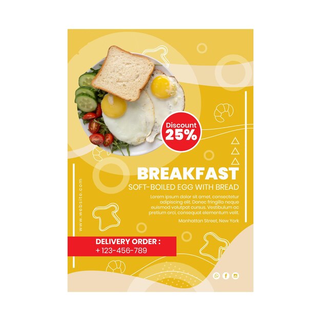 Free vector breakfast restaurant vertical flyer