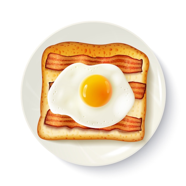 Завтрак сэндвич вид сверху реалистичное изображение