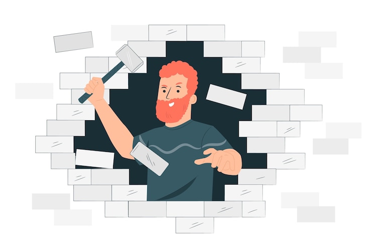Free Vector breaking barriers concept illustration