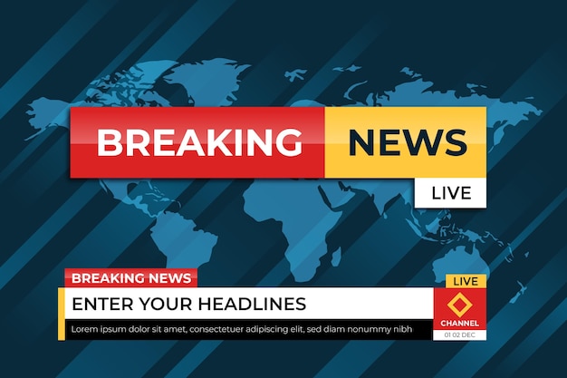 Breaking news banner with world map wallpaper