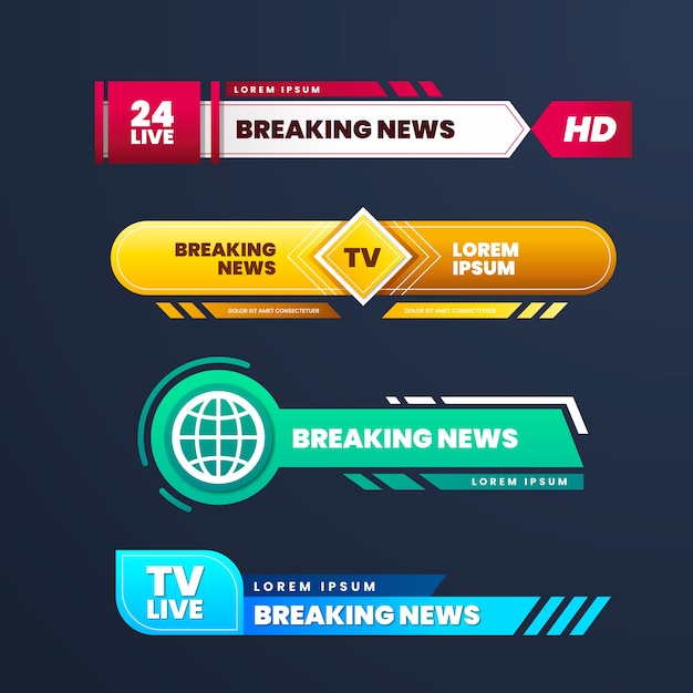 Free vector breaking news banners style