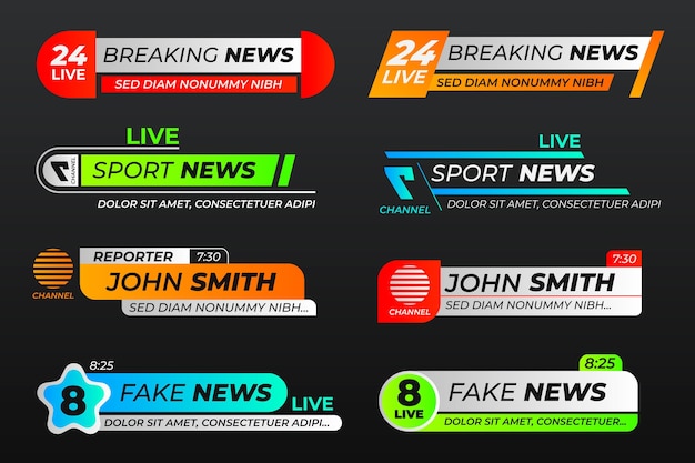 Free vector breaking news banners template design