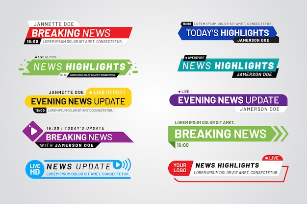 Free vector breaking news banners template