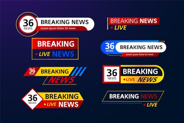 Free vector breaking news collection of banners