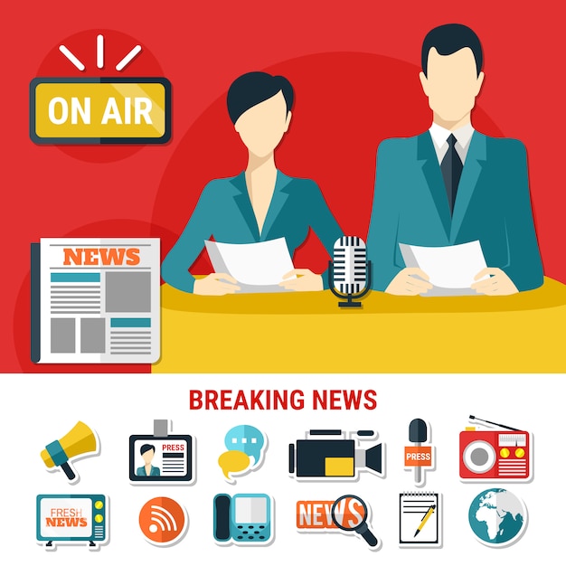 Free vector breaking news icons and illustration