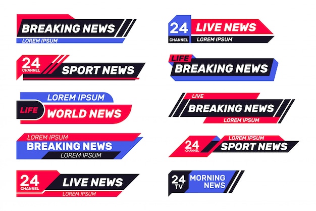 Breaking news TV banners set