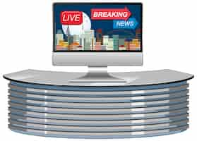 Free vector breaking news on tv or computer monitor screen isolated