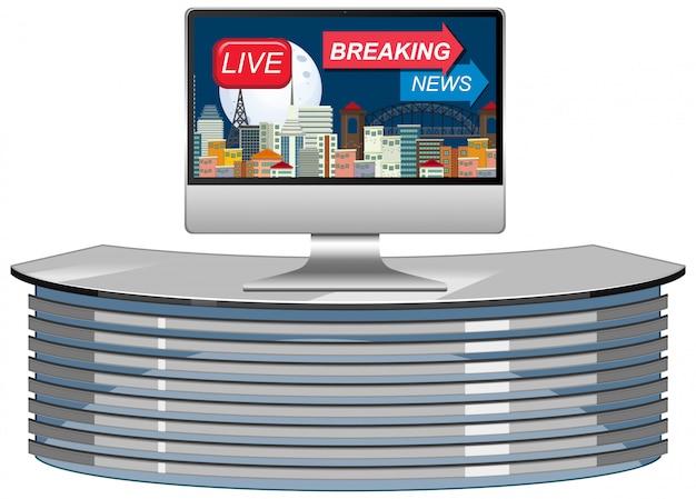 Breaking news on tv or computer monitor screen isolated