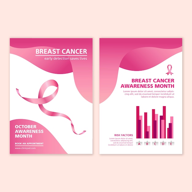 Free vector breast cancer a5 flyer template theme