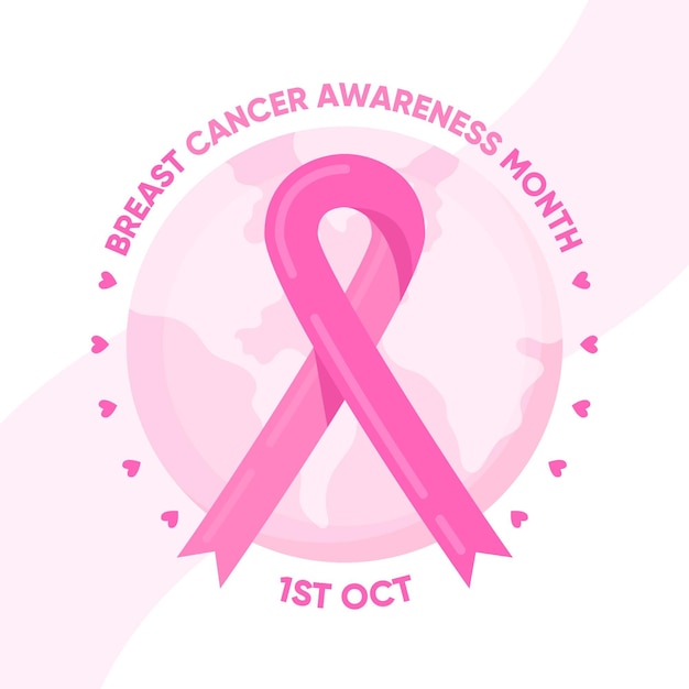 Free vector breast cancer awareness background with globe