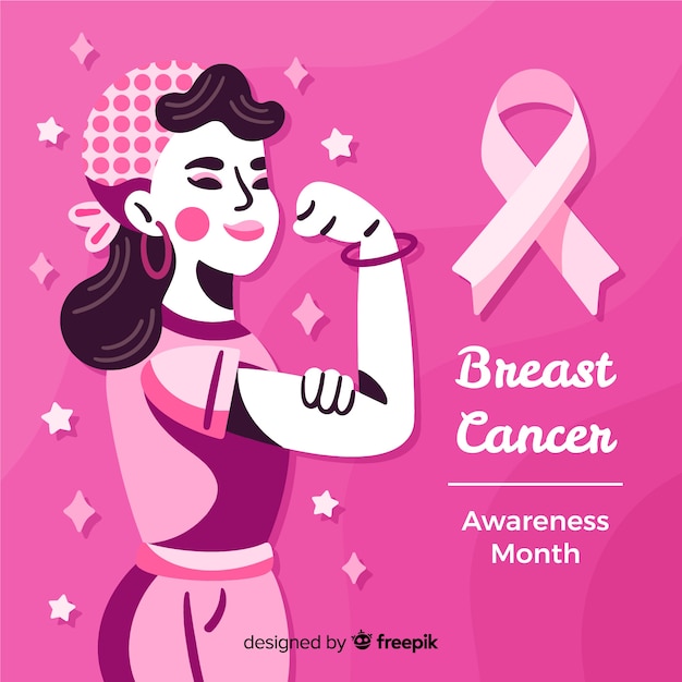 Vettore gratuito disegnato a mano consapevolezza del cancro al seno