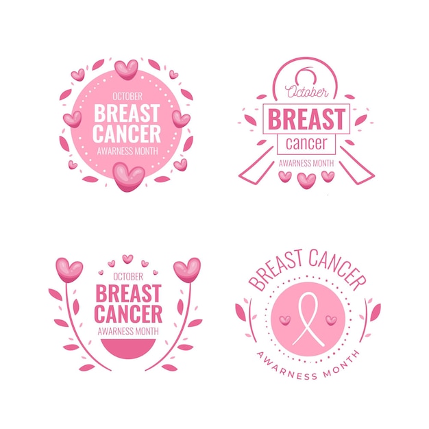 Free vector breast cancer awareness month badges collection