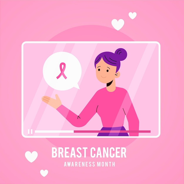 Vettore gratuito concetto di mese di consapevolezza del cancro al seno