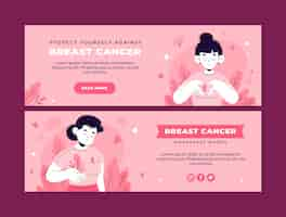 Free vector breast cancer awareness month hand drawn flat horizontal banner