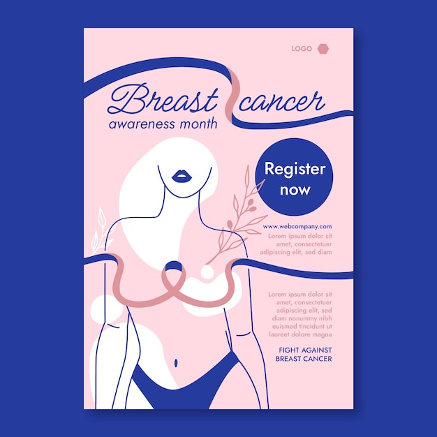 Breast cancer awareness month hand drawn flat poster