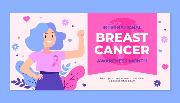 Modello di banner orizzontale del mese di consapevolezza del cancro al seno