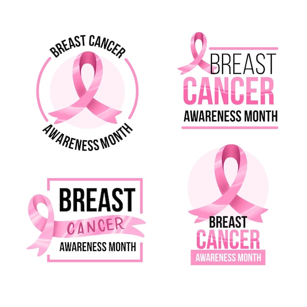 Modello di etichetta del mese di consapevolezza del cancro al seno