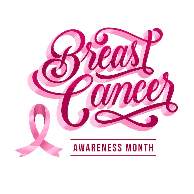 Free vector breast cancer awareness month lettering theme