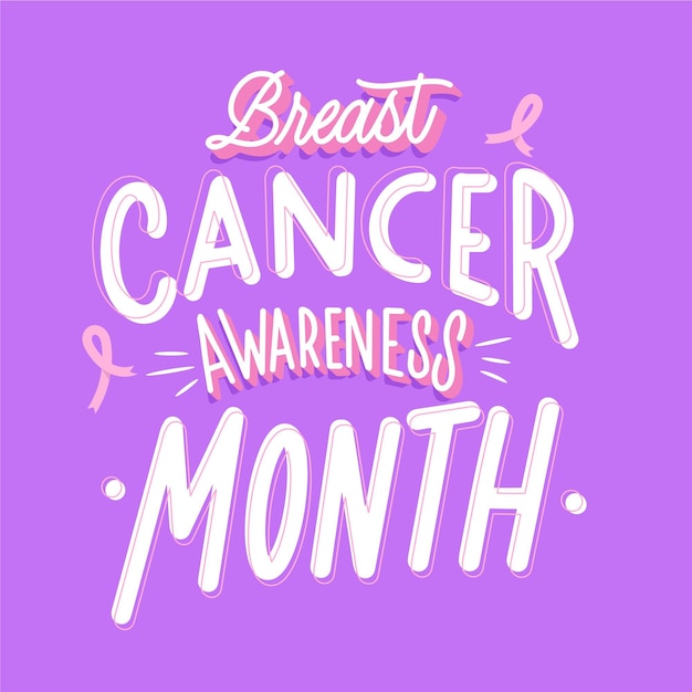 Vettore gratuito iscrizione del mese di consapevolezza del cancro al seno