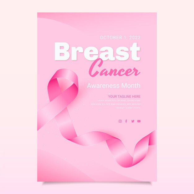 Poster realistico del mese di consapevolezza del cancro al seno