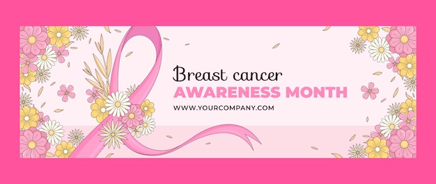 Free vector breast cancer awareness month twitter header