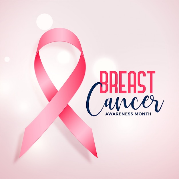 Breast cancer awareness month with realistic pink ribbon poster