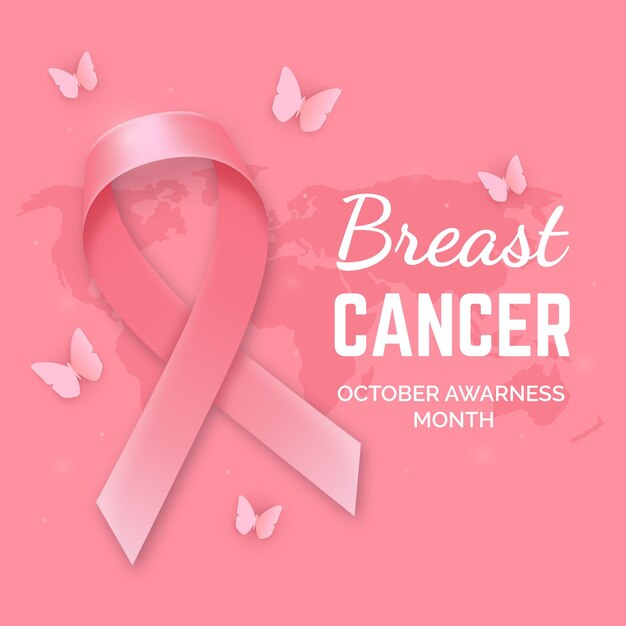 Breast cancer awareness month with ribbon