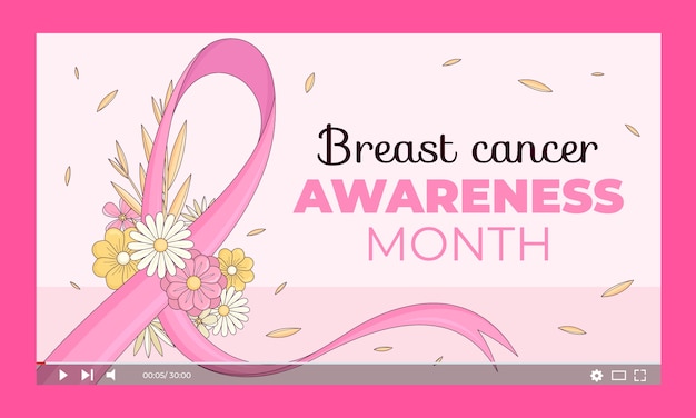 Vettore gratuito anteprima di youtube del mese di sensibilizzazione sul cancro al seno