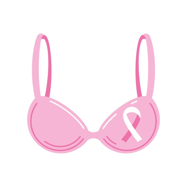 Бесплатное векторное изображение Иллюстрация розового лифчика для осведомленности о раке молочной железы