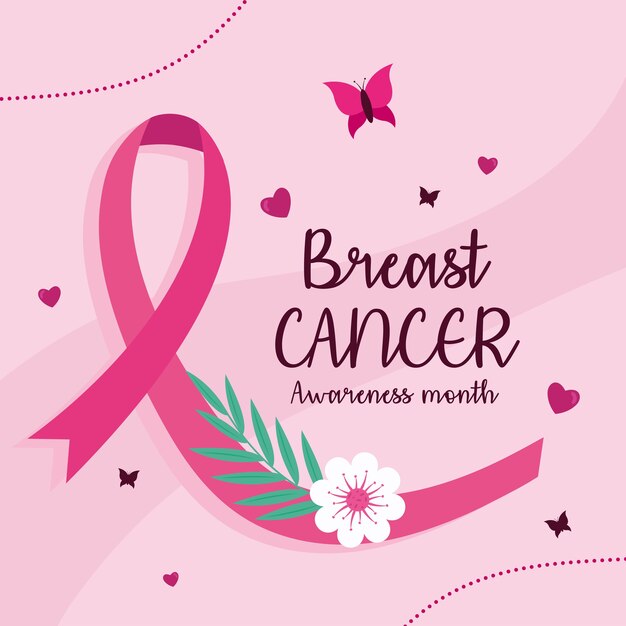 Download Free Vector Breast Cancer Awareness Ribbon With Butterflies