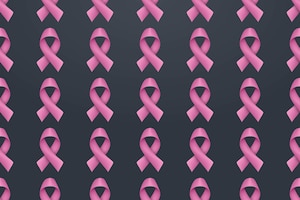 Breast cancer awareness realistic pink ribbon seamless pattern