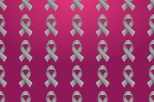 Breast cancer awareness realistic pink ribbon seamless pattern