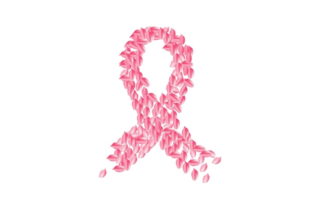 Breast cancer awareness ribbon made from petal rose