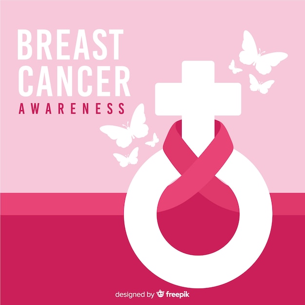 Breast cancer awareness ribbon with gender symbol