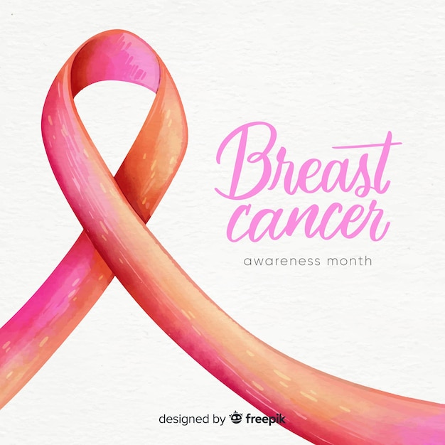 Free vector breast cancer awareness with pink ribbon