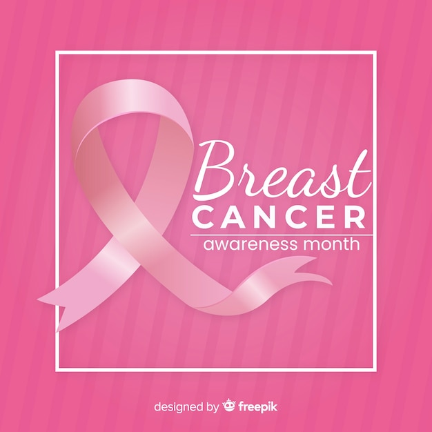 Free vector breast cancer awareness with pink ribbon