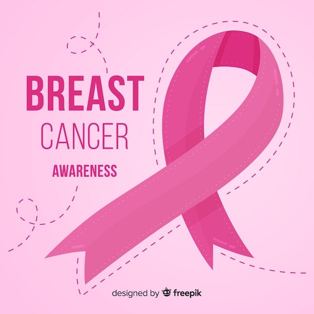 Free vector breast cancer awareness with pink ribbon