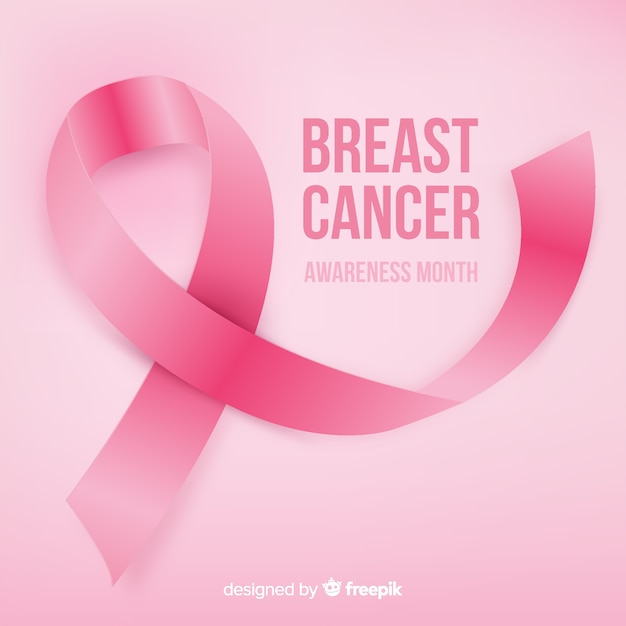 Breast cancer awareness with realistic ribbon