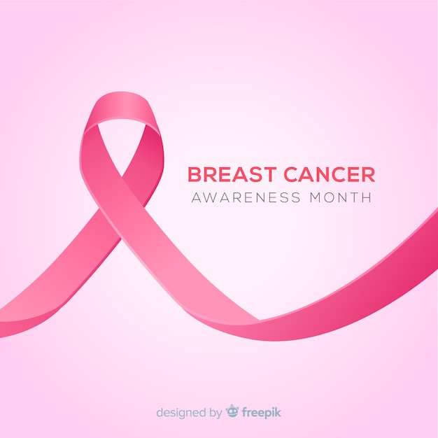 Breast cancer awareness with realistic ribbon